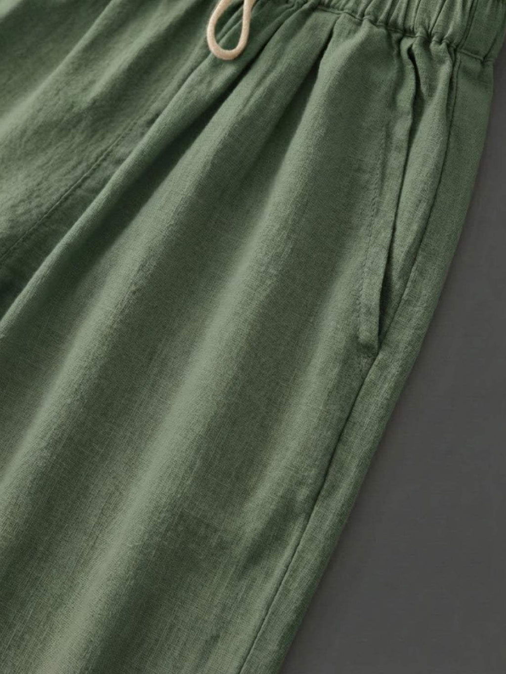 Drawstring Elasticated Waist Cuffed Hem Relaxed Linen Pant