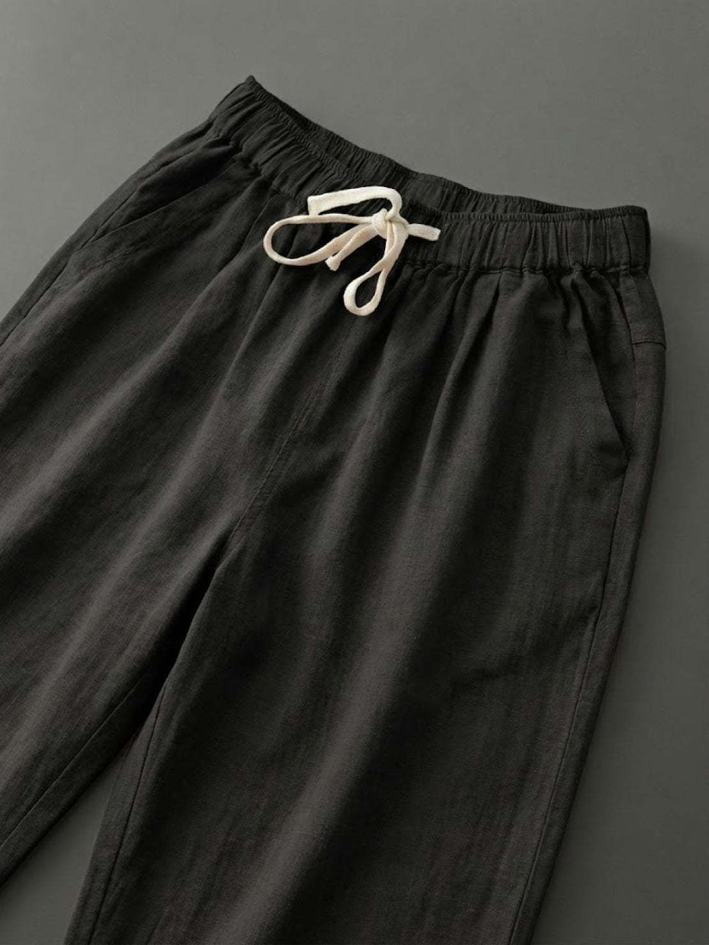 Drawstring Elasticated Waist Cuffed Hem Relaxed Linen Pant