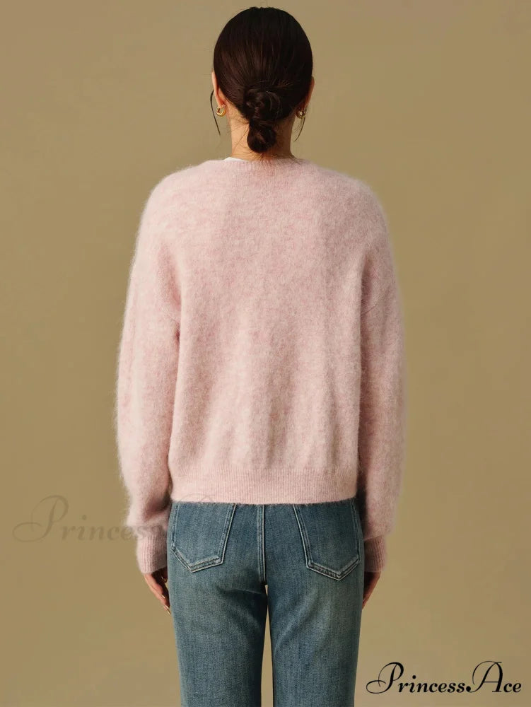 Flexible Circular Neck Winter Knitted Cardigan for Women
