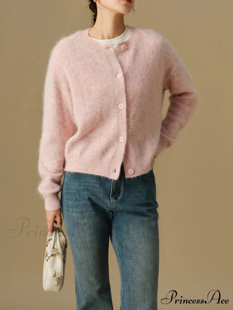 Flexible Circular Neck Winter Knitted Cardigan for Women