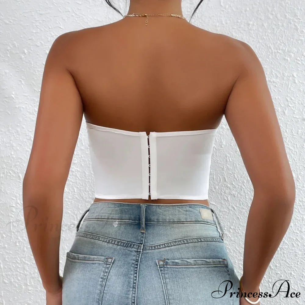 Floral Korean Open-Back Fishbone Corset Top