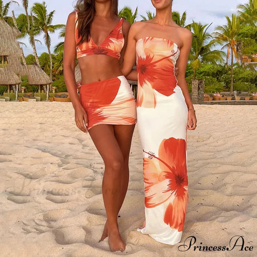 Floral Patterned Off-The-Shoulder Sleek Beach Long Flowered Dress