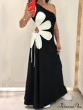 Floral Sleeveless Back Zipper Long Blossom Dress