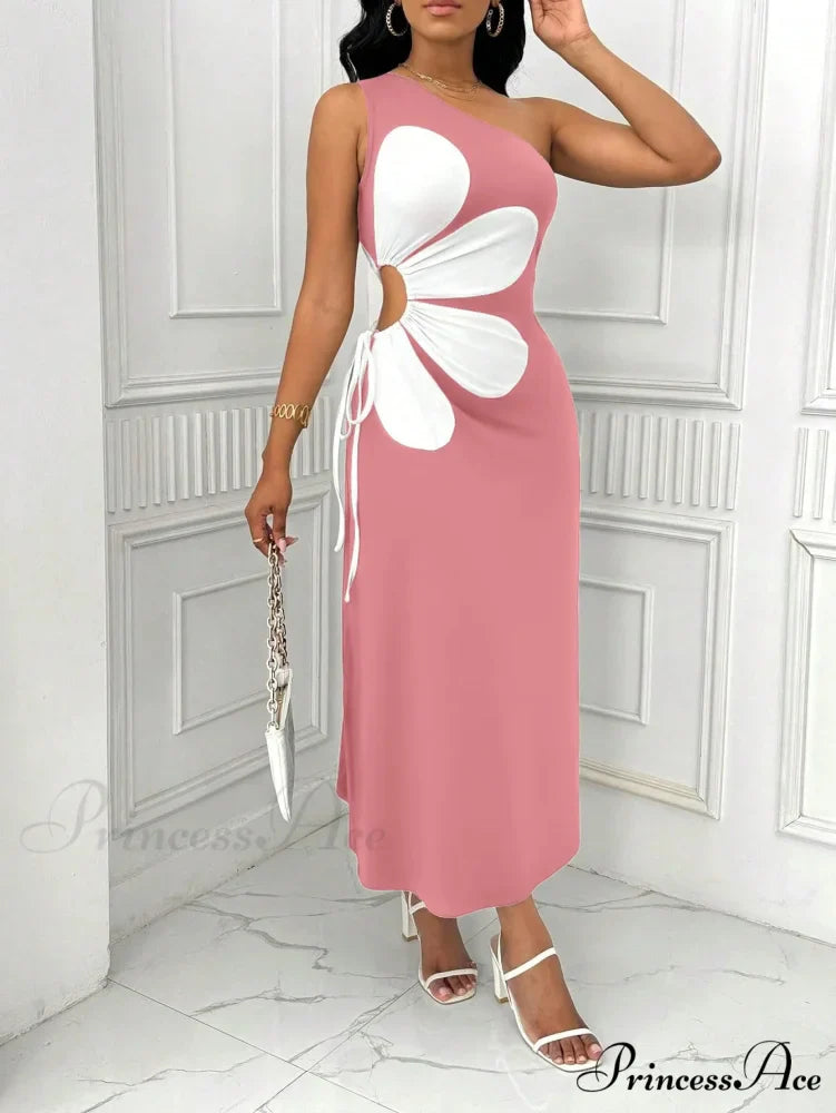 Floral Sleeveless Back Zipper Long Blossom Dress