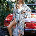 Flower Bat Sleeve Bohemian Kimono Swimsuit Dress