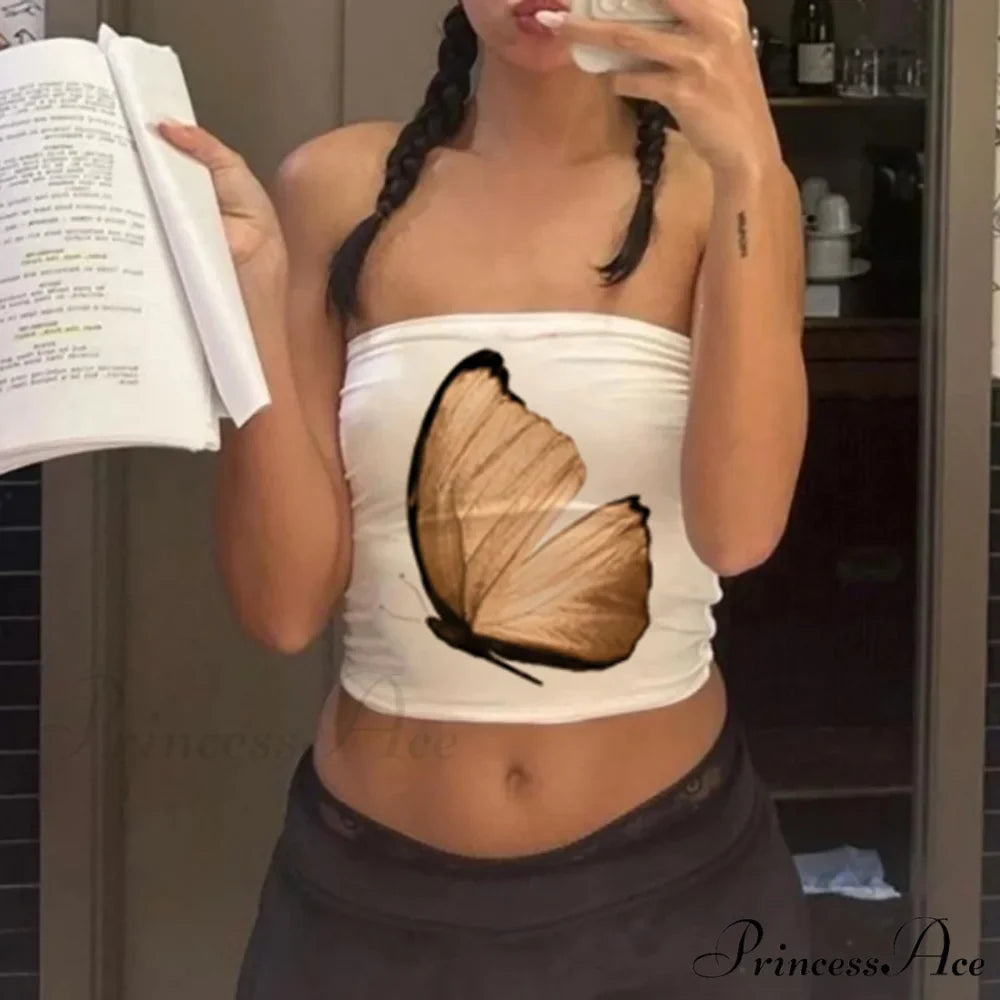 Flower Tube Top Bandeau Fitted Summer Crop
