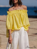 Frilled Off-Shoulder Monochrome Style Blouse