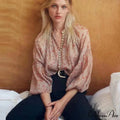 Full Sleeve Extended Sleeve Vintage Red Floral Print Bohemian Blouse