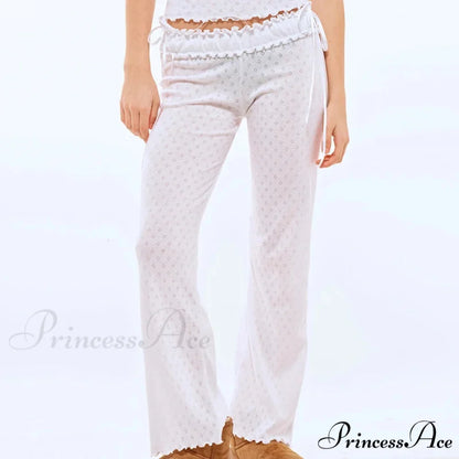 Fungal Eyelet Sleeveless Camisole Wide Leg Trousers Two Pieces Set