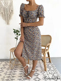 Graceful Folded A-line Floral Print Informal Dress
