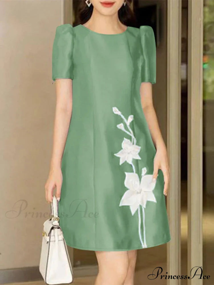 Graceful Silk A-line Floral Gown