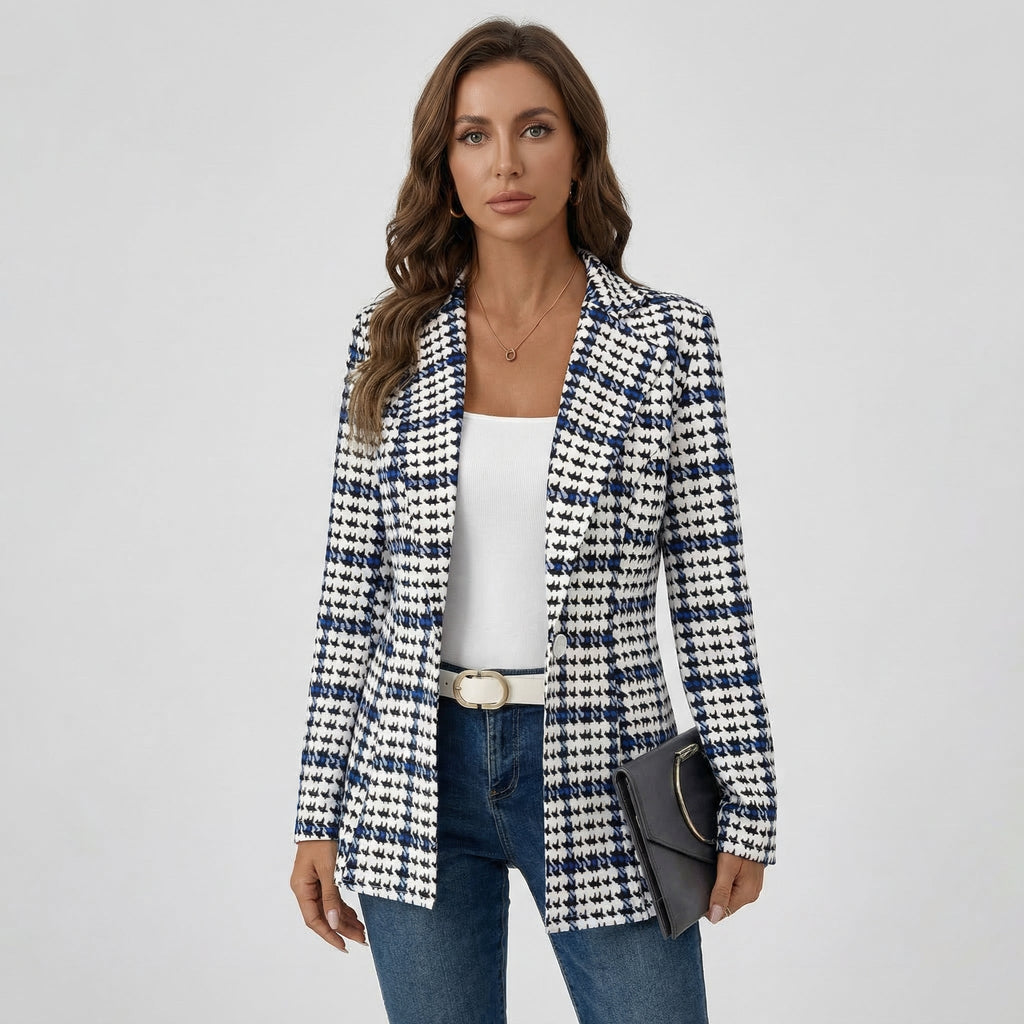 Tailored Houndstooth Blazer for Business Casual Style