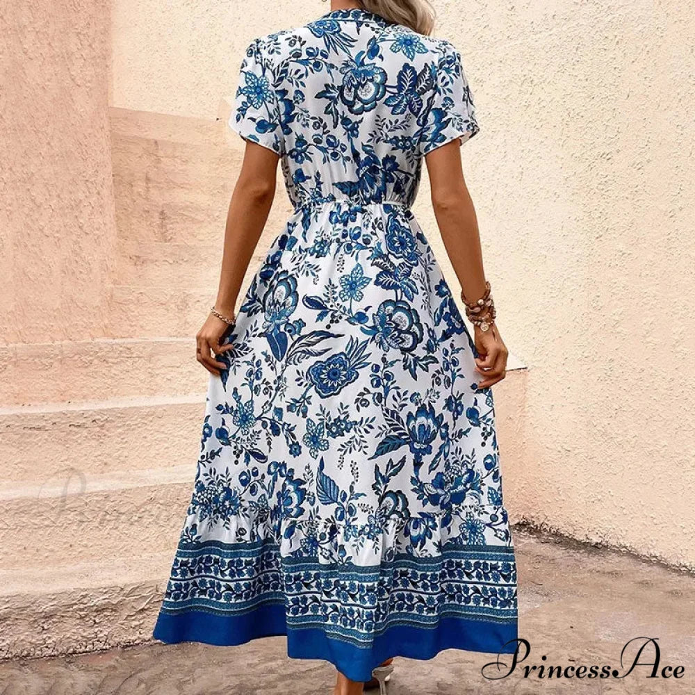 Holiday Style Flower Pattern Dress