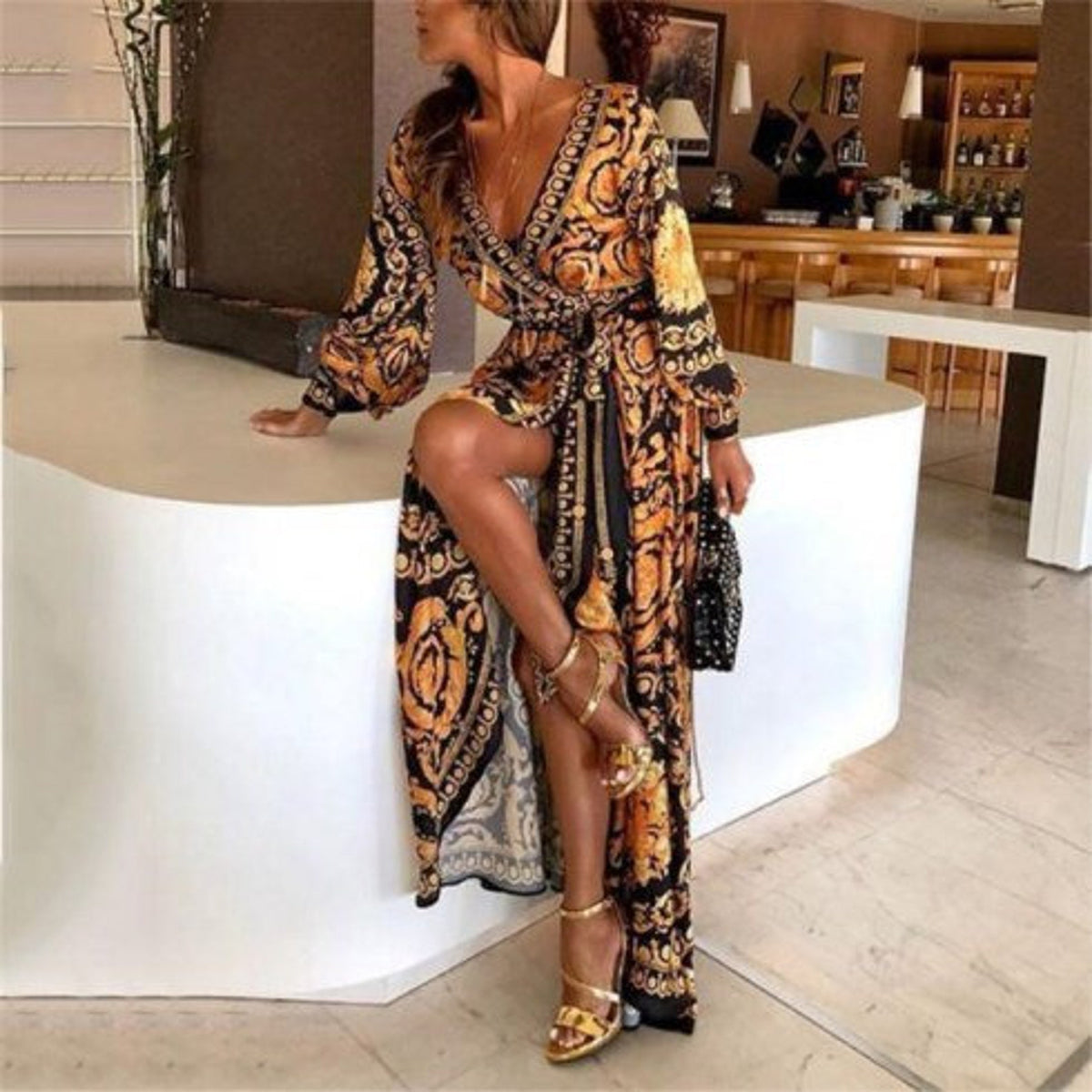 Stylish Cultural Bohemian Pattern Maxi Dress – view 2