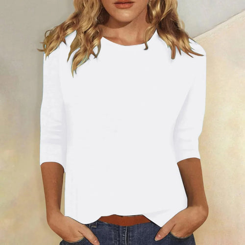 Crew Neck 3/4 Sleeve Relaxed Fit Casual Everyday Top