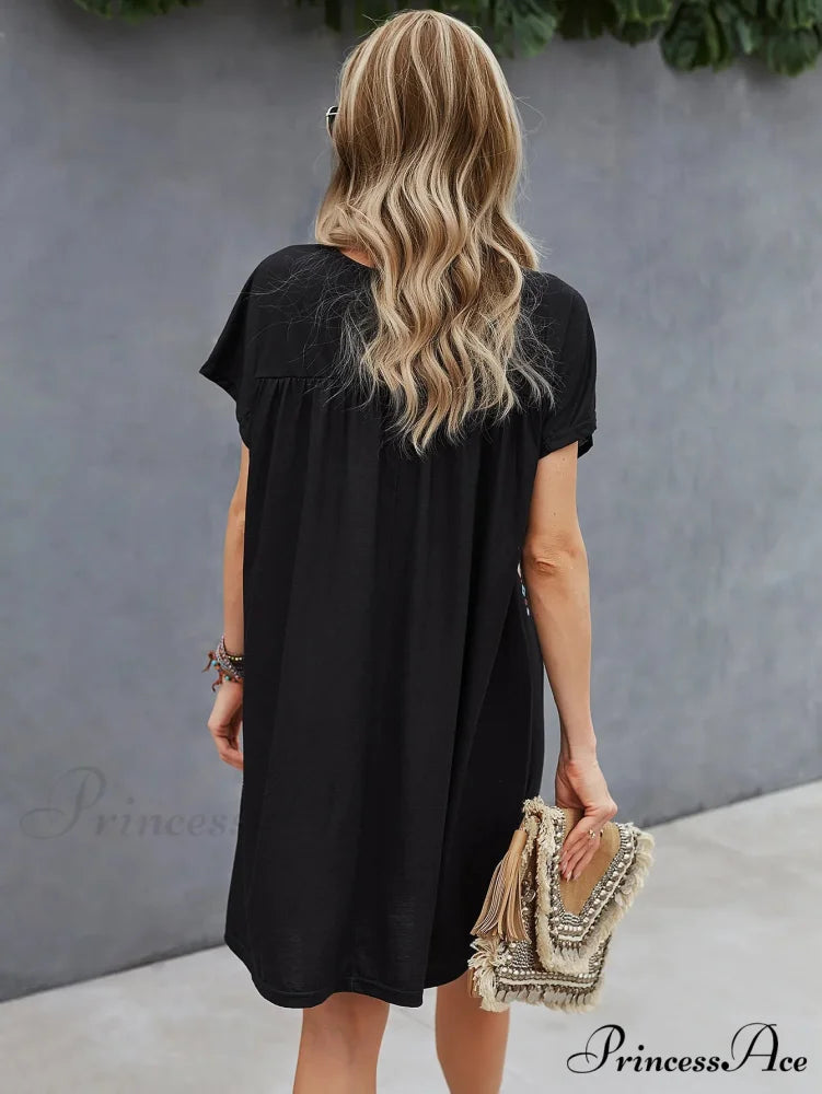 Informal round-neck Cotton Bohemian Dress