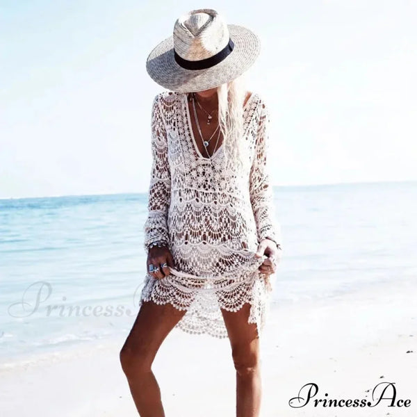 Ivory Knitted Lace Bikini Bohemian Seaside Cover up