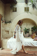Ivory Lace Brief Sleeve Bohemian Dress
