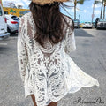 Ivory Lace Kimono Hippie Swimsuit Cover up