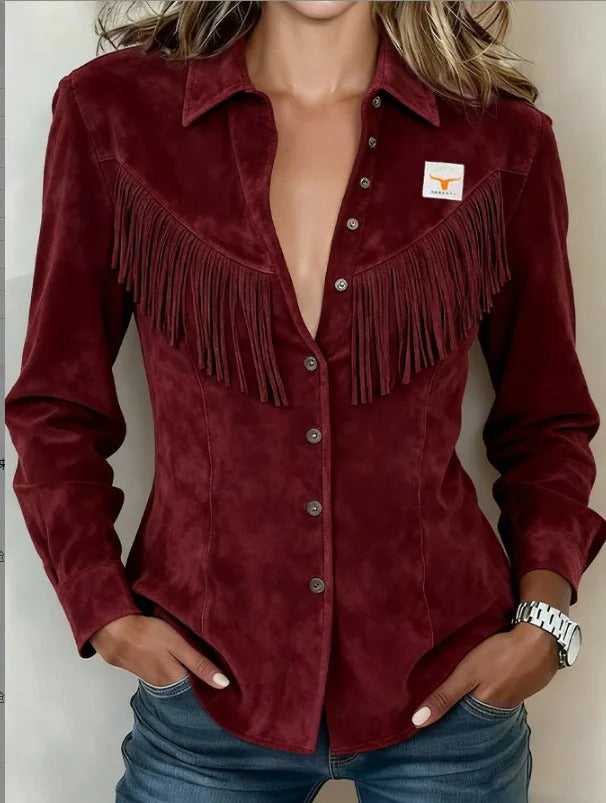 Fringe Suede Shirt Jacket for Casual Style