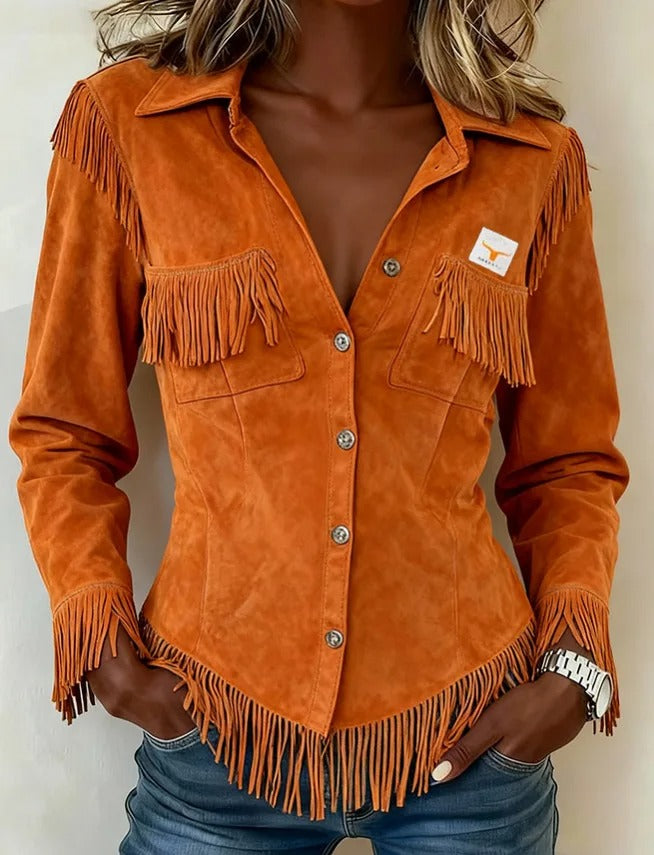 Fringe Suede Shirt Jacket for Casual Style