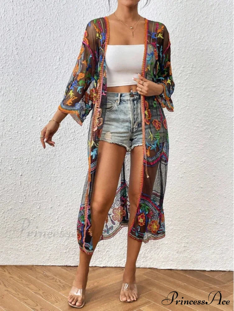 Lace Bohemian Bikini Beach Cover up Women Dresses Summer
