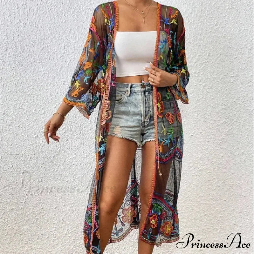 Lace Bohemian Bikini Beach Cover up Women Dresses Summer