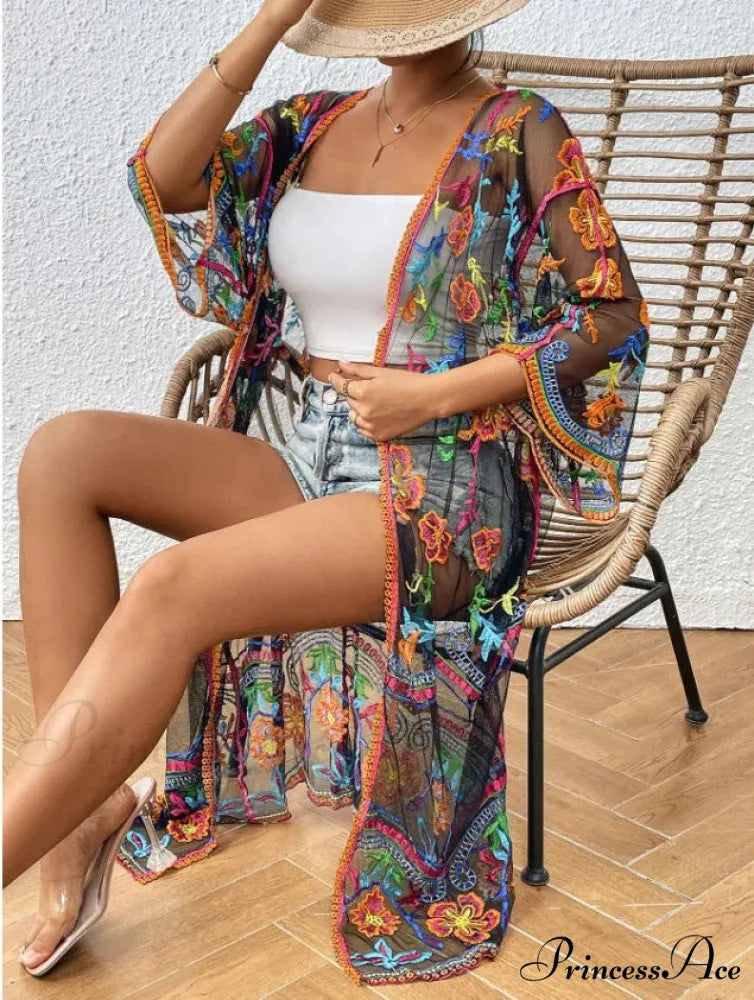 Lace Bohemian Bikini Beach Cover up Women Dresses Summer