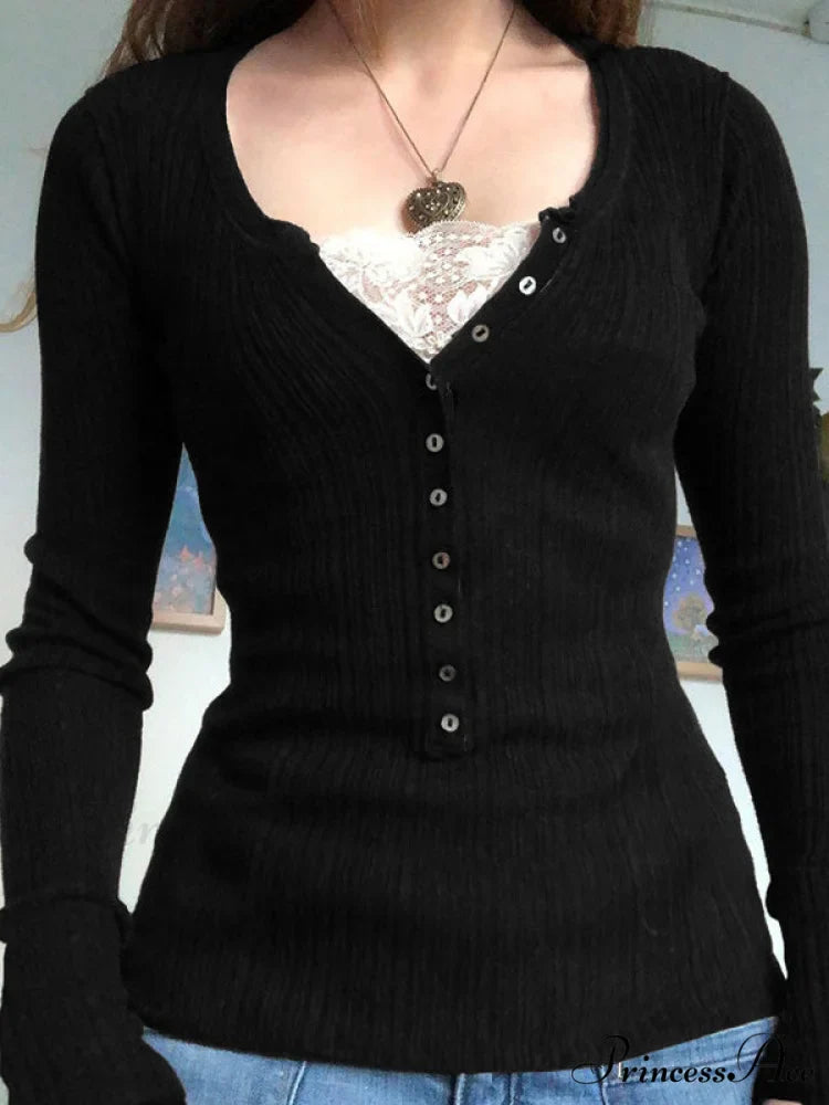 Lace Paneled Graceful Brown Tank Top