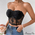 Lacy Floral Open-Back Short Y2K Seductive Crop Top
