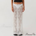Lacy Flower Sheer Short Sleeve Crop Top Long Skirt Two Pieces Set