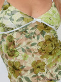 Lacy Flowery Transparent Spaghetti Strap V-neck Harajuku Crop Top
