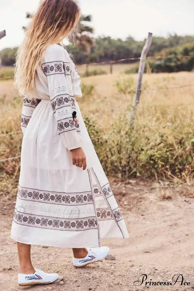 Lantern Extended Sleeve Lace Maxi Boho Dress