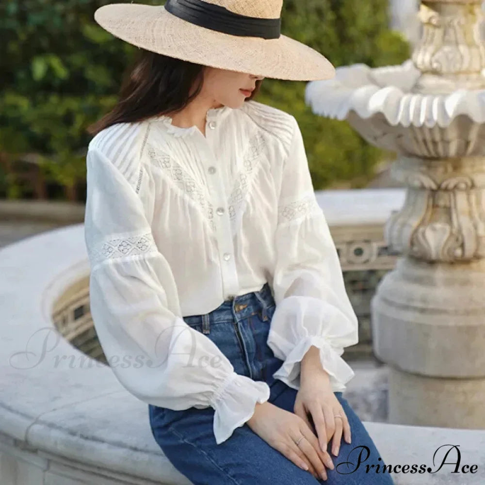 Lantern Sleeve Ivory Lace Celebration Cotton Bohemian Top