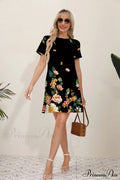 Latest Summer Fashion Floral Pattern Circular Neck Dress