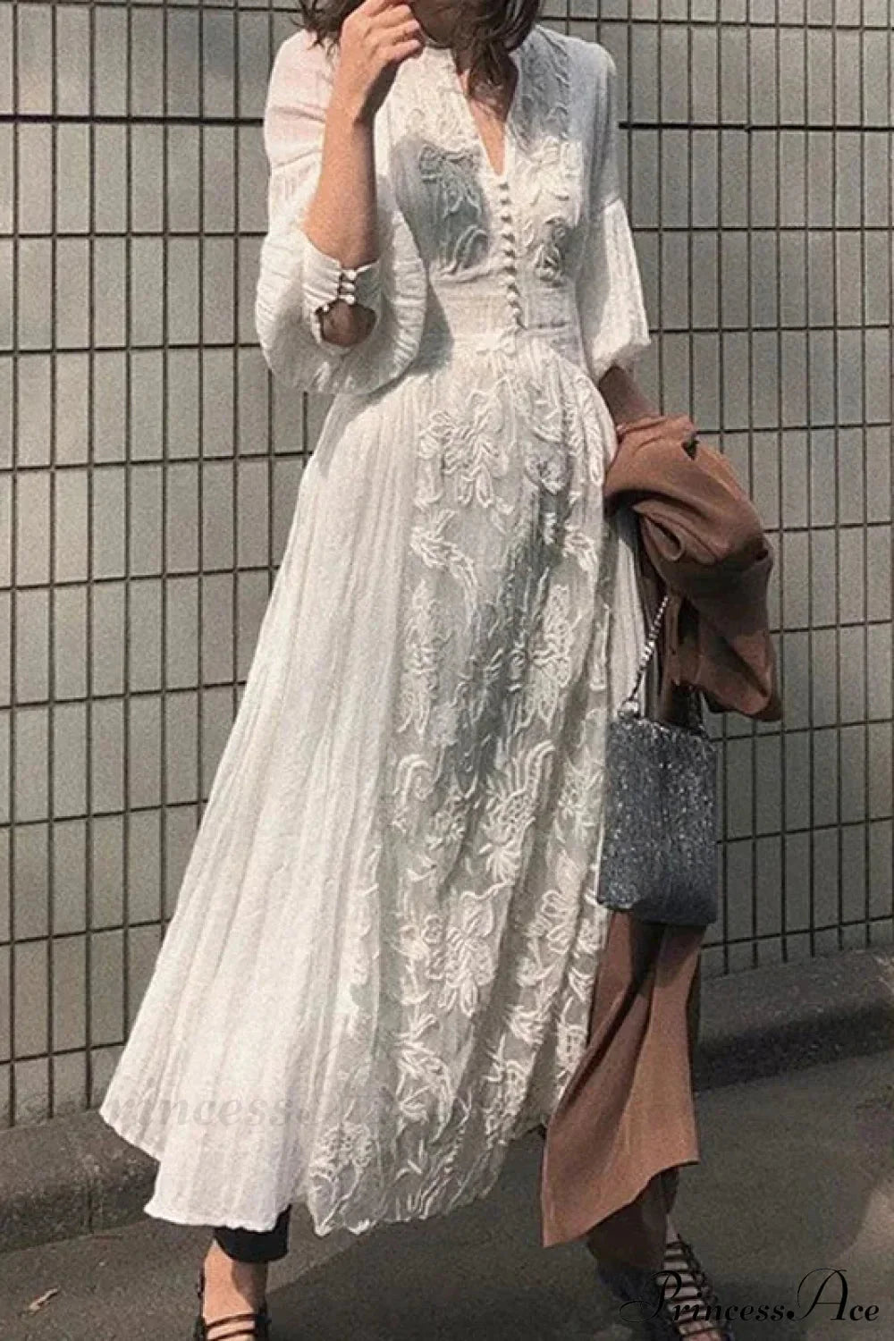 Long Sleeve Oversized Floral Ethnic Boho Dress