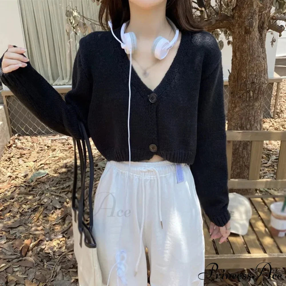 Long Sleeve Slim Short Solid Informal All-Purpose Cardigan
