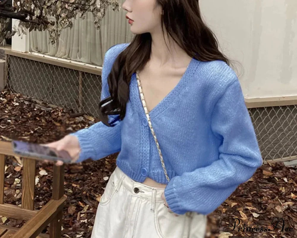 Long Sleeve Slim Short Solid Informal All-Purpose Cardigan