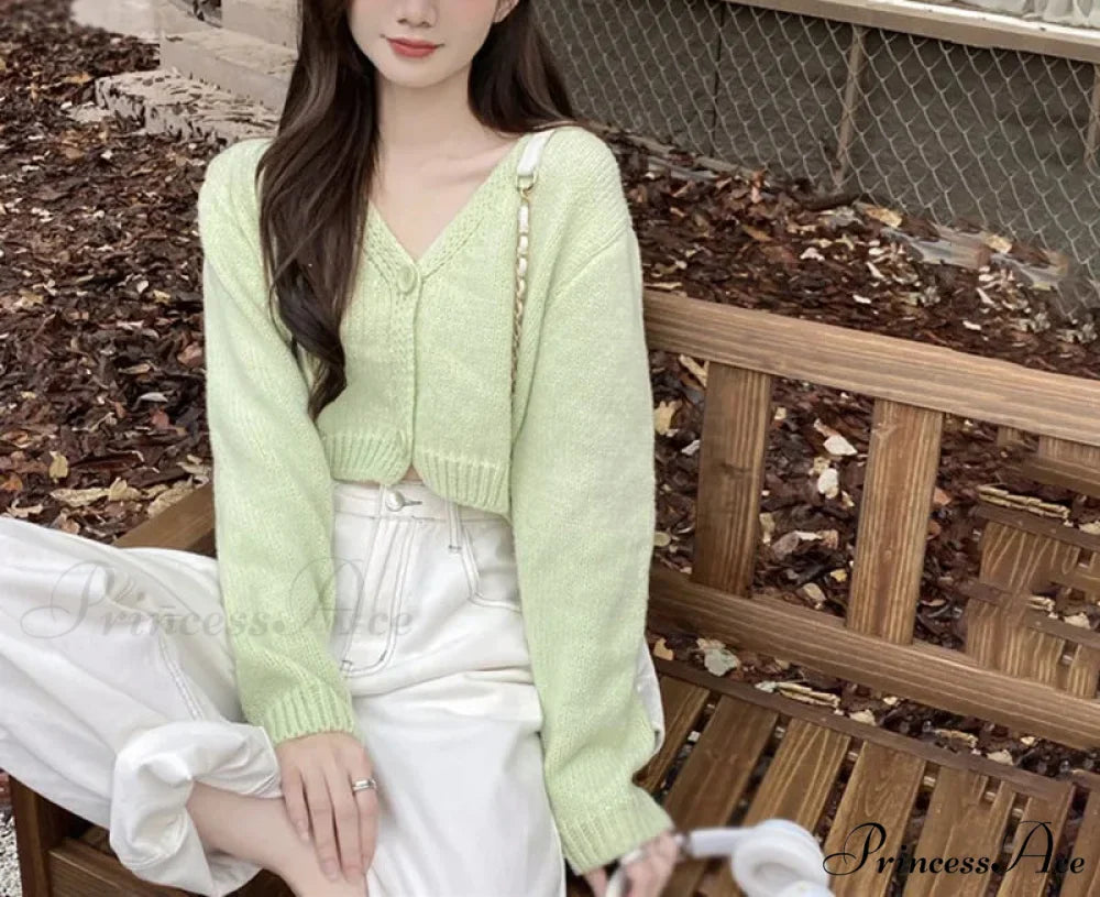Long Sleeve Slim Short Solid Informal All-Purpose Cardigan