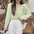 Long Sleeve Slim Short Solid Informal All-Purpose Cardigan