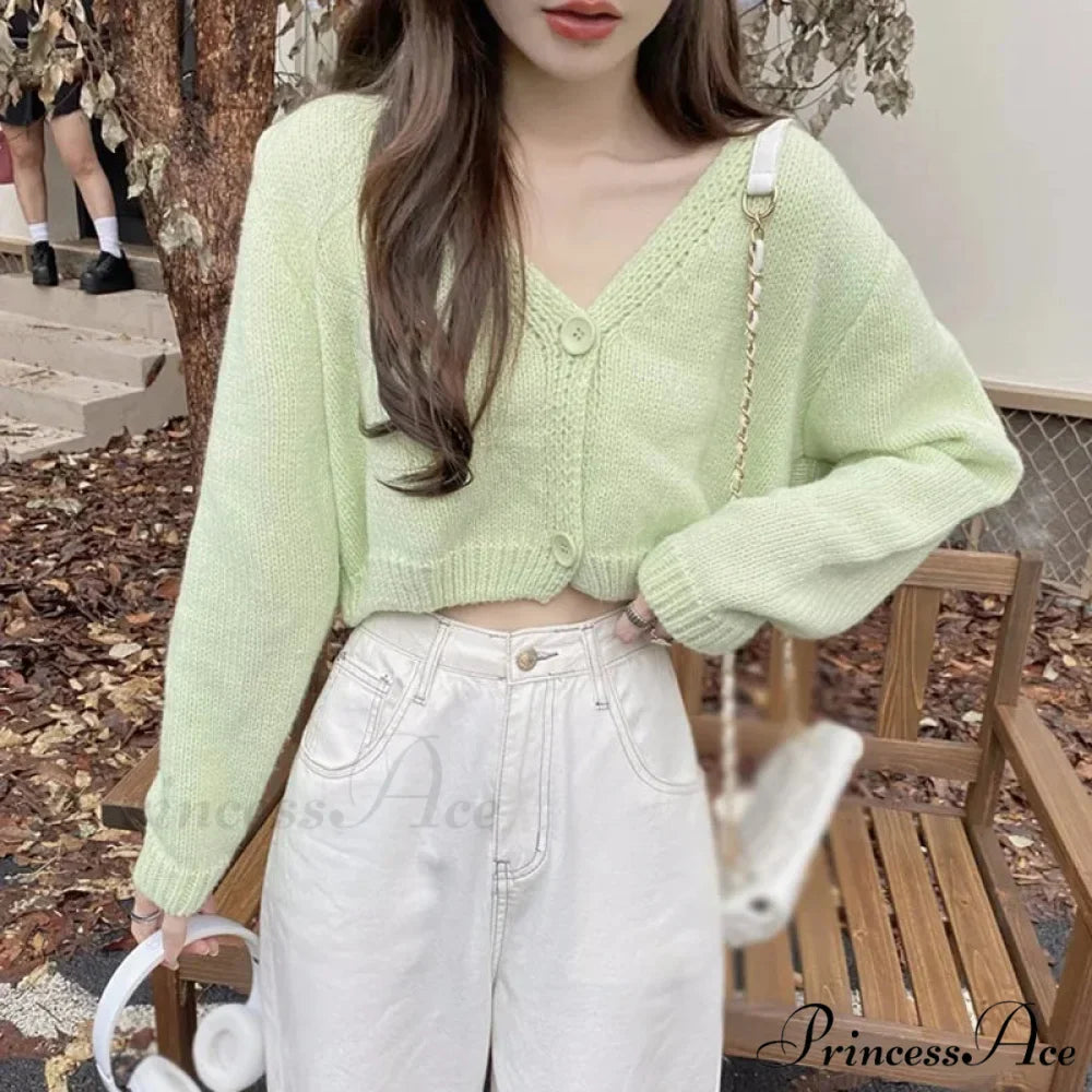 Long Sleeve Slim Short Solid Informal All-Purpose Cardigan