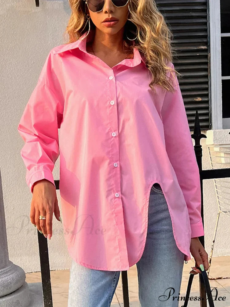 Loose Collared Informal Solid Blouse