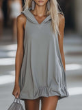 Sleeveless Hooded Ruffle Hem Swing Mini Dress