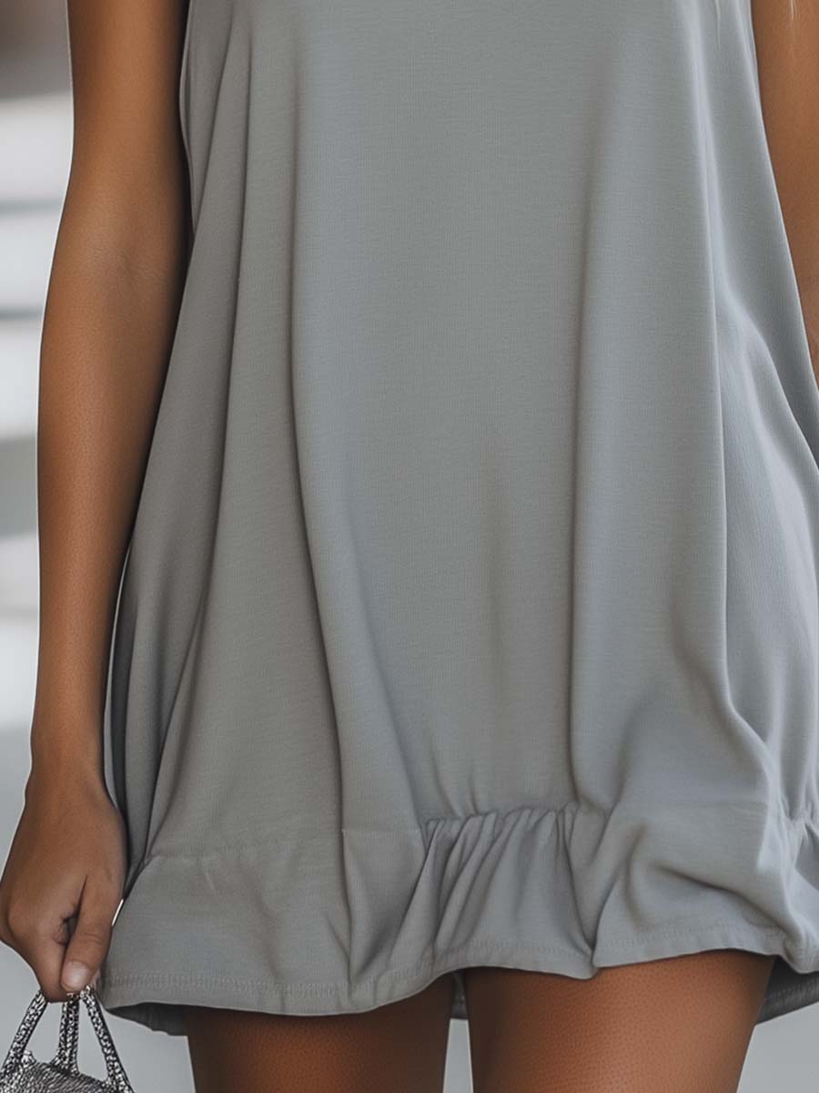 Sleeveless Hooded Ruffle Hem Swing Mini Dress