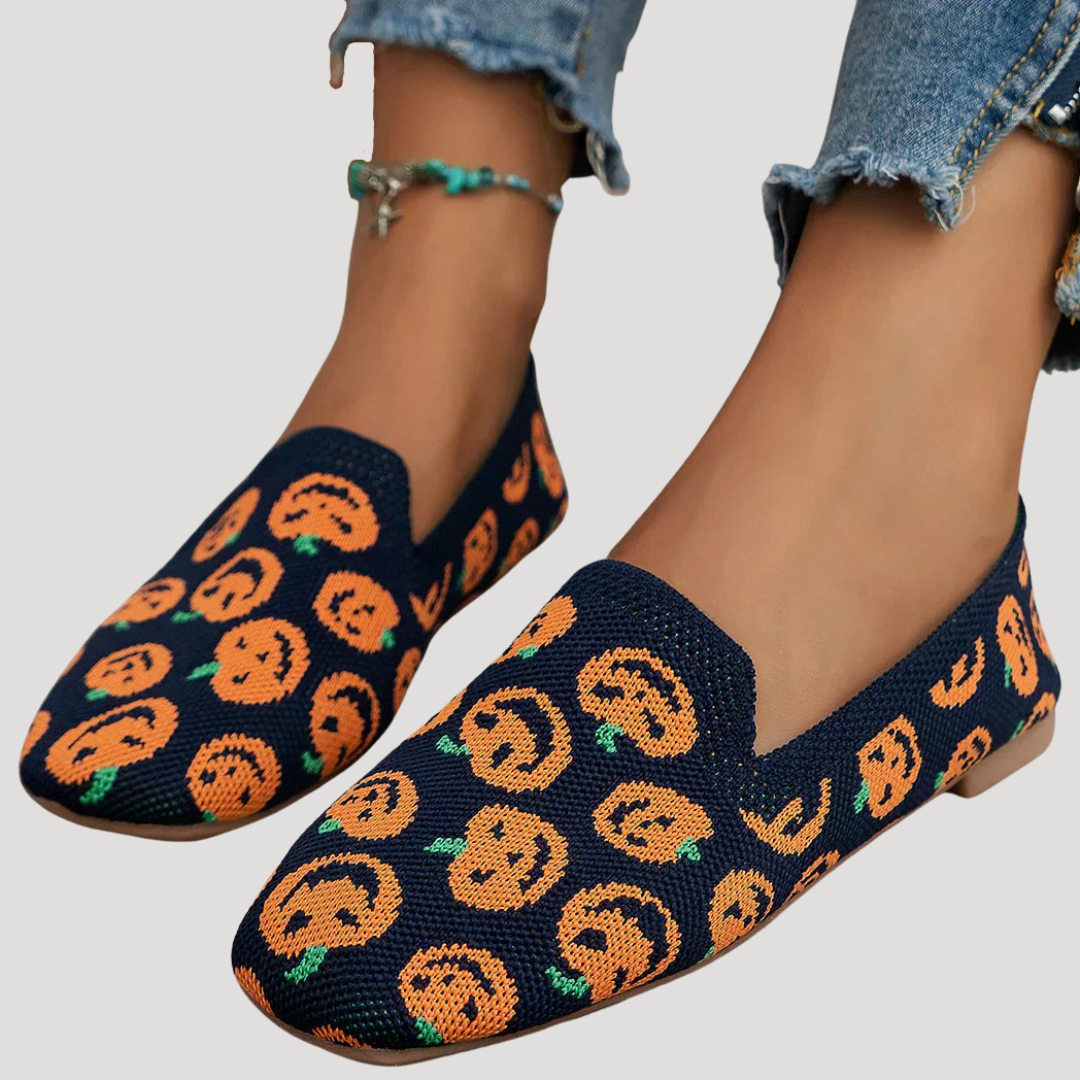 Square Toe Breathable Knit Slip On Ballet Flat