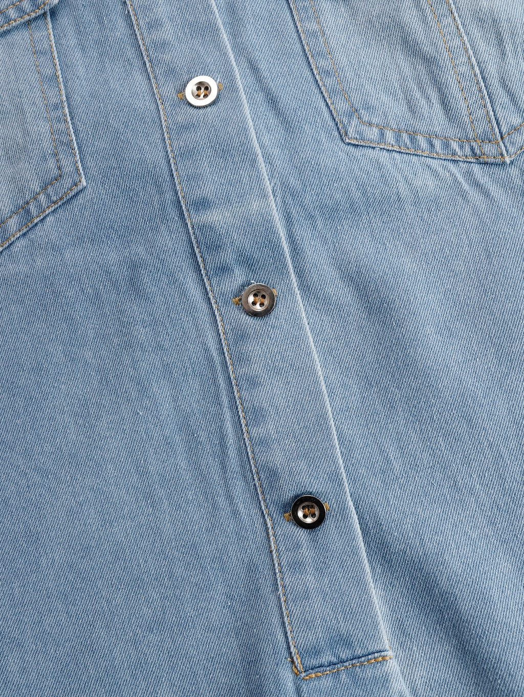 Twin Pocket Fringe Hem Short Sleeve Denim Shirt Dress