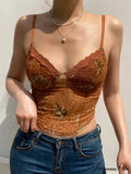 Mesh Botanical Retro Aesthetic Y2K Crop Top