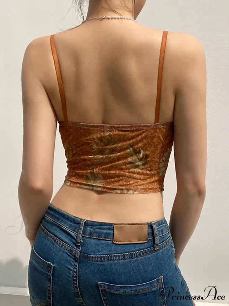 Mesh Botanical Retro Aesthetic Y2K Crop Top
