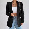 Open Front Shawl Collar Welt Pocket Longline Blazer