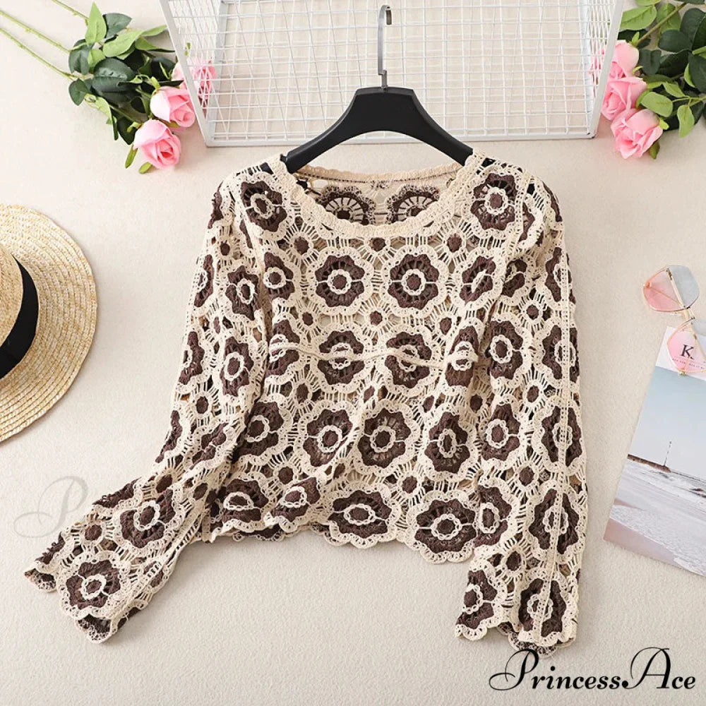 Multihued Y2K Baggy Crochet Knit Cardigan